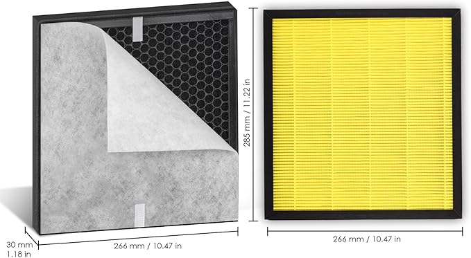 2+4 Pack PR1 Filter Pet Care Replacement Filter for Mooka PR1 Air Purifier, H13 True HEPA Filter, 3-in-1 Activated Carbon Filter for Home Large Room up to 2200sq.ft, with 4 Pieces Washable Pre-Filters