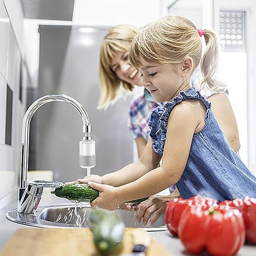 Longlasting Sink Faucet Water Filter Water Filter for Sink Faucet 360 ° Rotating Dual Function Sprayer Modes Faucet for Home Bathroom and Kitchen Faucet Extender (8pcs Extra Filter)