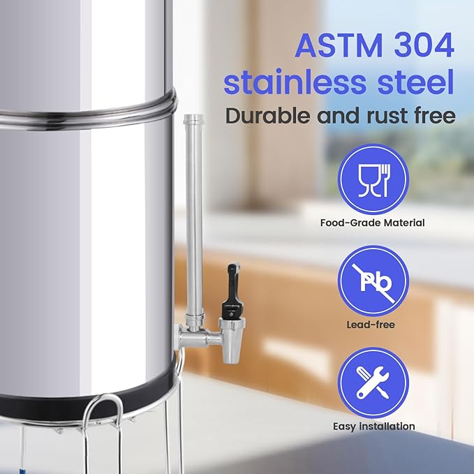 7 Inch 304 Stainless Steel Sight Glass Spigot Clear View Water Level with Red Floating Ball, Compatible with 1.5,2.25 Gallons Berkey, Doulton, Waterdrop, Purewell Gravity Water Filter(7 Inch)