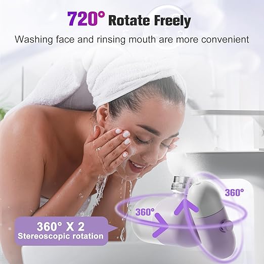 4 Modes Kitchen & Bathroom Water Filter for Sink Faucet with 2pcs Replacement Filters - 720° Rotating Sink Faucet Aerator for Skin Care - Hydrate & Brighten Skin with 15/16’’ Male Thread