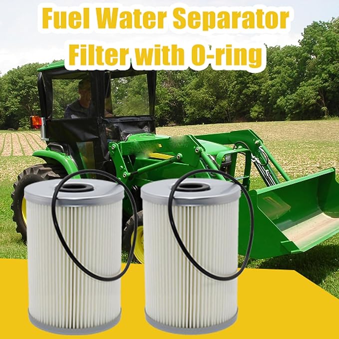 Fuel Water Separator Filter with O-ring (2Pcs) Fit for John Deere 1575 1570 1580 1585 3032E 3033R 3038E 3039R 3046R 4044M 4044R 4052R 7400A 7500A Replace for MIU802421 7029012 7020012 SN25127 50352550