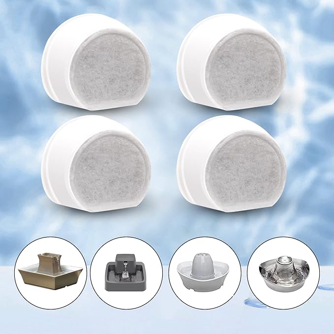 24/40 Pcs Replacement Carbon Charcoal Filters Dog and Cat Water Fountain Compatible with Multiple Pet Fountains. (20 Carbon Filters+ 20 Sponges)