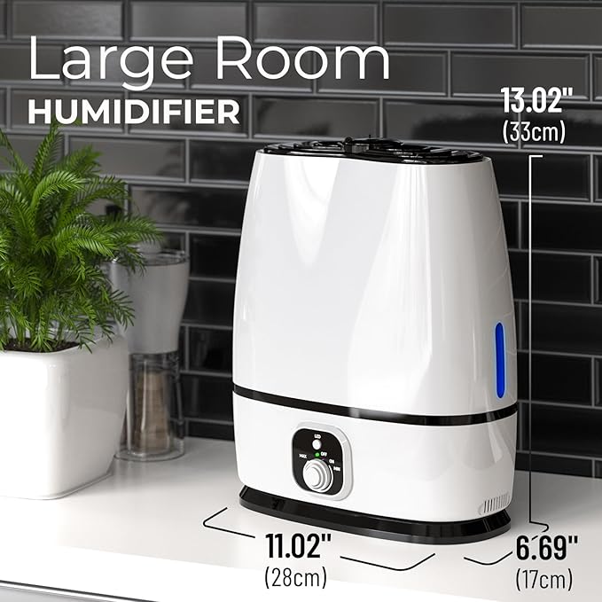 Everlasting Comfort Cool Mist Humidifiers for Bedroom 6L - Humidifier Large Room No-Filter, Quiet Air Humidifier for Plants, Allergies, Dry Skin, Congestion, 50 Hr Run Time