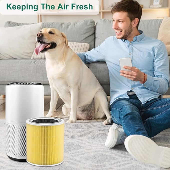 2 Pack Core 400S Replacement Filter Compatible with LEVOIT Core 400S, 3-in-1 Filter, Activated Carbon Filtration, Compared to Part# Core 400S-RF Yellow