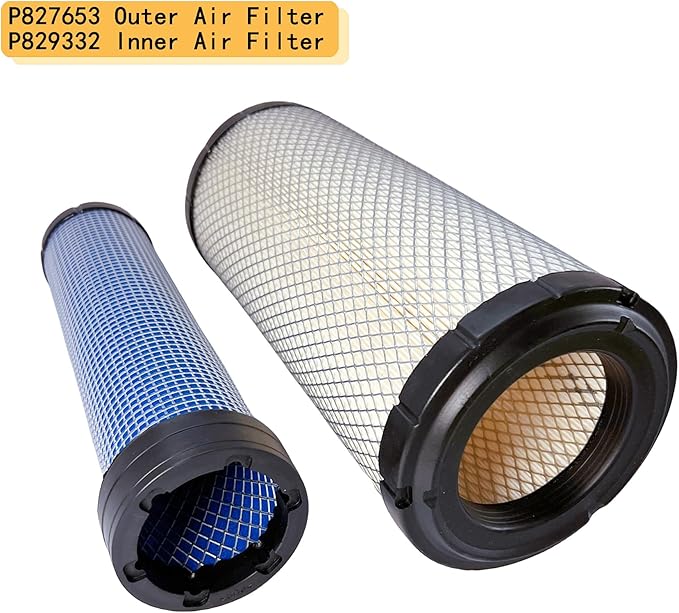 P827653 P829332 Air Filter Kit fit for Donaldsonn Bobcat 6666375 6666376, for Kubota 59800-26110 3A111-19130, for John Deere AP33330 AP33331, for Toro 108-3814 108-3816 (P827653 P829332)
