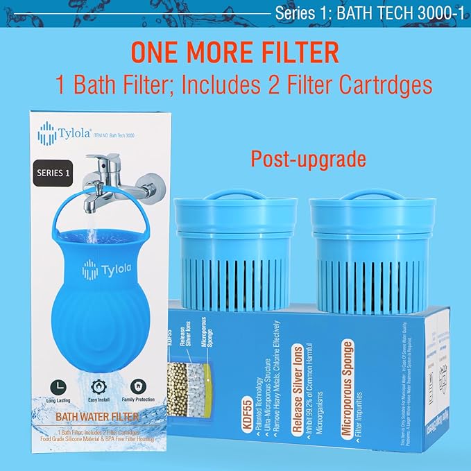 Bathtub Filter for Tub Faucet| Removes Chlorine & Heavy Metals |Bath Filter for Softer, Smoother Skin|Protects Skin & Hair |Suitable for Baby and Adult|Bath Tech 3000-1