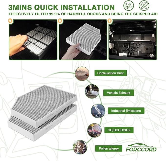 2-Pack Cabin Air Filter BMW X3 (2018-24), X4 330i Z4 (2019-25), M340i M440i 430i M3 M4 (21-25), i4 230i (22-25), 330e(21-24), IX3 (21-22), GR Supra Filter Replacement 64119382885 Accessories