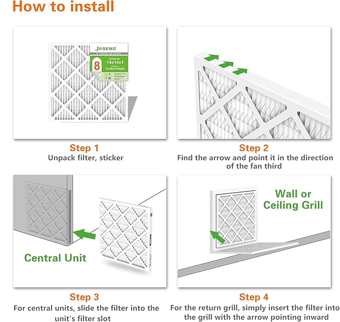 14x14x1 Air Filters, MERV 8 Pleated HVAC Furnace Filters (2-Pack) - Dust Defense, MPR 600 - exact dimensions: 13.75"x13.75"x0.75" - Replacement for AC, Heater, and Ventilation Systems