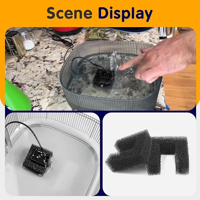 12-Pack Cat Water Fountain Foam Filters - Pet Filter Replacement for 135oz/4L and 118oz/3.5L Dog Drinking Fountain - Universal Black