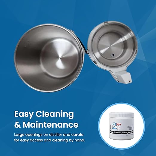 H2o Labs Best-in-Class Model 100 White Baked-enameled Metal Body 1-Gallon Countertop Home Water Distiller with Break-Resistant Food-Safe Polypropylene Carafe and Most Effective VOC Removal