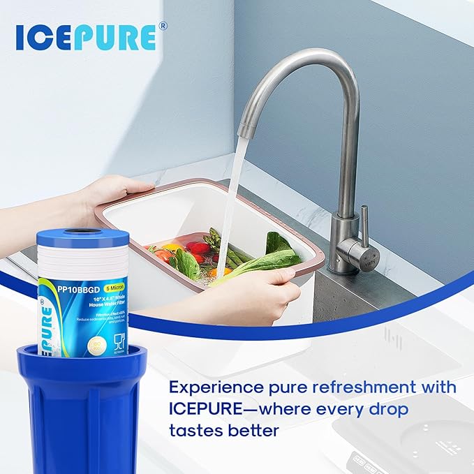 ICEPURE 5 Micron 10" x 4.5" Whole House Water Filter, Replacement for 3M Aqua-Pure AP810, AP801, AP811, Whirlpool WHKF-GD25BB, GE FXHTC, GXWH40L, GXWH35F, GNWH38S, 3PACK