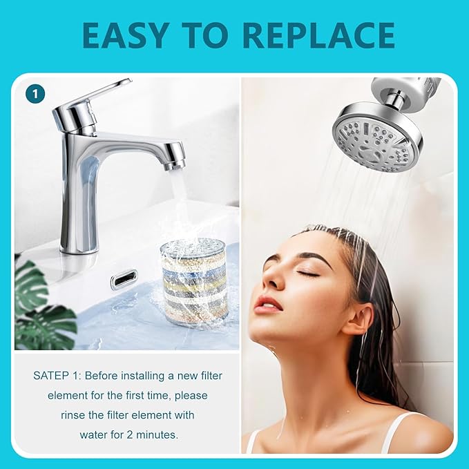 AWO 2 PACK Replacement Shower Head Filter Cartridge Compatible with HammerHead Showerhead,Multi Stage Shower Filtration Systems for Hard Water Reduces Chlorine,Fluoride and Harmful Substance