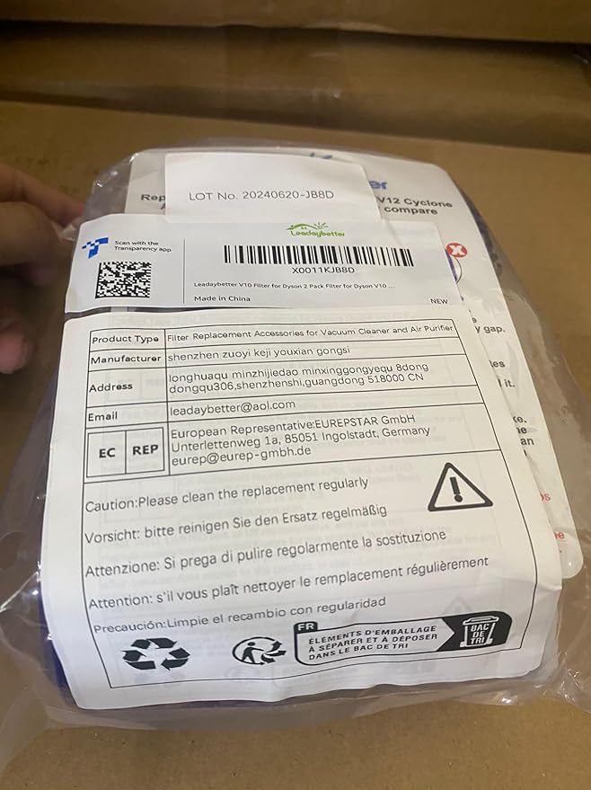 Leadaybetter Vacuum Filter Replacements for Dyson V10 Cyclone Series, V10 Animal, V10 Absolute, V10 Total Clean, SV12, Part No. 969082-01 (2 Pack Filters and 1 Clean Brush)