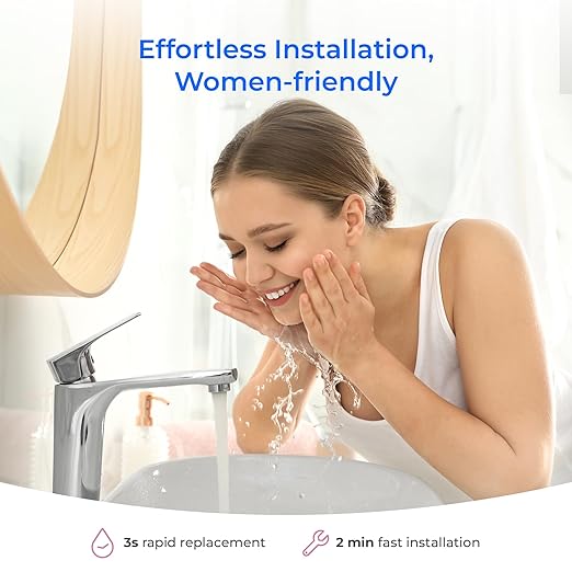 Waterdrop Water Filter for Bathroom for Face Care, Reduces Chlorine, Scale in Water, Reduces Skin Redness and Irritation, 4-Stage Filtration, WD-BFU2, for Cold Water Supply Only