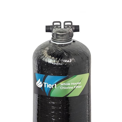 Tier1 Whole House Chlorine Filter | 600,000 Gallon Capacity, 5-6 Year Life | Pre-Filled Carbon Tank with 1 Cubic Foot of Premium Acid-Washed Granular Activated Carbon | Home Water Filtration System