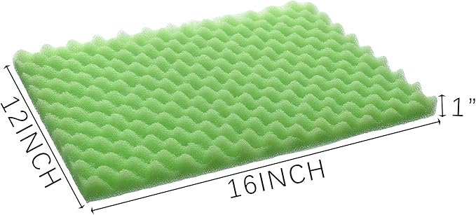 4 Pack Aquarium Filter Media Bio Sponge Pad 16 x 12 x 1 inch, Fish Pond Foam Filter 20/30/40 PPI (Green 40ppi 4pack)