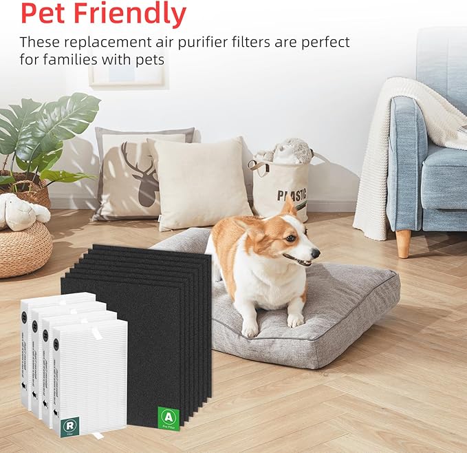 APPLIANCEMATES HPA200 Replacement Filters for Honeywell HPA200 HRF-ARVP200 Series Air Purifiers HPA200, HPA201, HPA202, HPA204, HPA250, HPA5200, 4 R Filter and 8 Carbon Pre-Cut Pre-Filters A