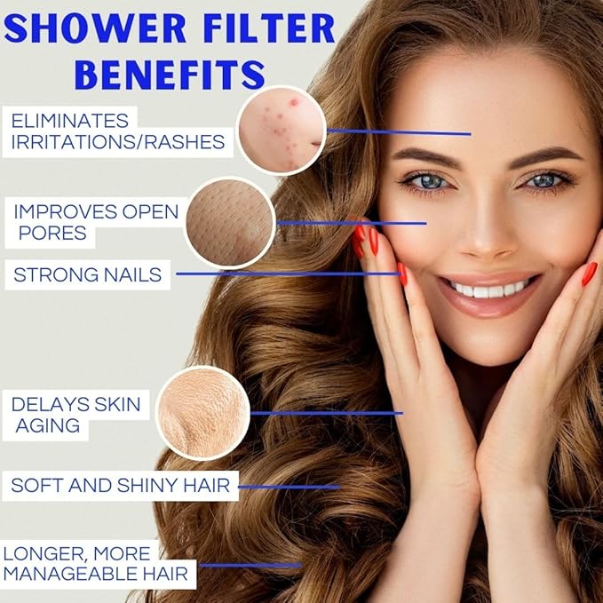 Filtered Shower Head | Shower Head with Filters | Filtro para Ducha de Baño | High Pressure Shower Head Hair and Skin Accesory to Enhance Beauty and Care Routine | Hard water filter showerhead