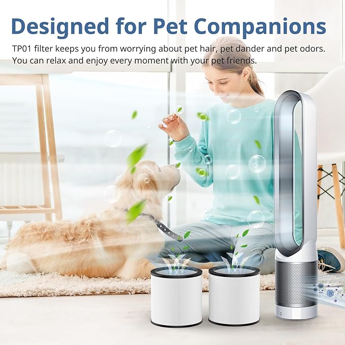 Upgraded TP01 Filter HEPA Replacement Filter Compatible with Dyson Tower Purifier Pure Cool Link TP01, TP02, TP03, AM11, BP01 Models, Compare to Part # 968126-03, 2 Pack