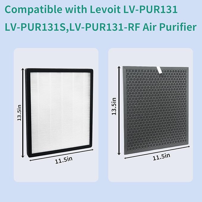 LV-PUR131 Replacement Filters Compatible with LEVOIT Air Purifier Models LV-PUR131s and LV-PUR13, LV-PUR131-RF,True HEPA and Activated Carbon Filters(1*HEPA Filter + 1 * Carbon Filter)