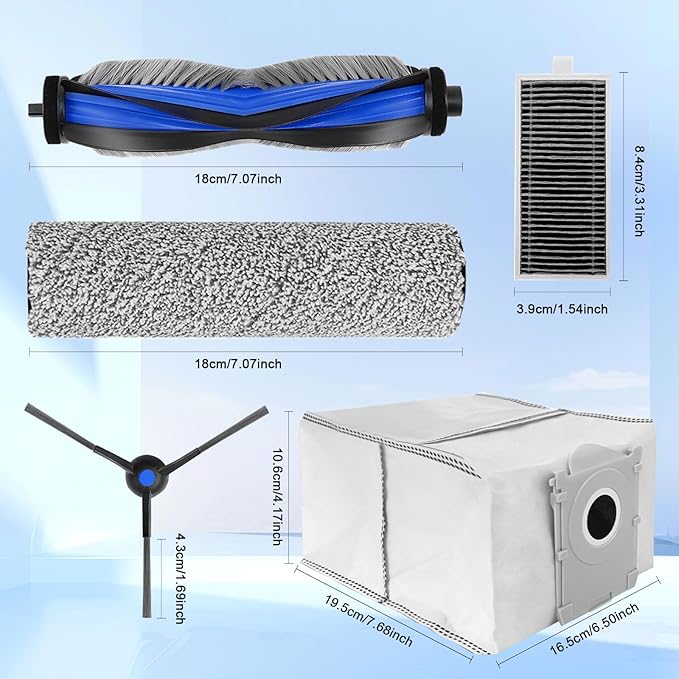 21Pcs Spare Accessories Compatible with ECOVACS DEEBOT X8 PRO OMNI/S14 PLUS Robot Vacuum Mop Replacement Parts with 6 Dust Bags, 4 HEPA Filters, 6 Side Brushes,3 Roller Mops,1 Main Brush,1 Brush