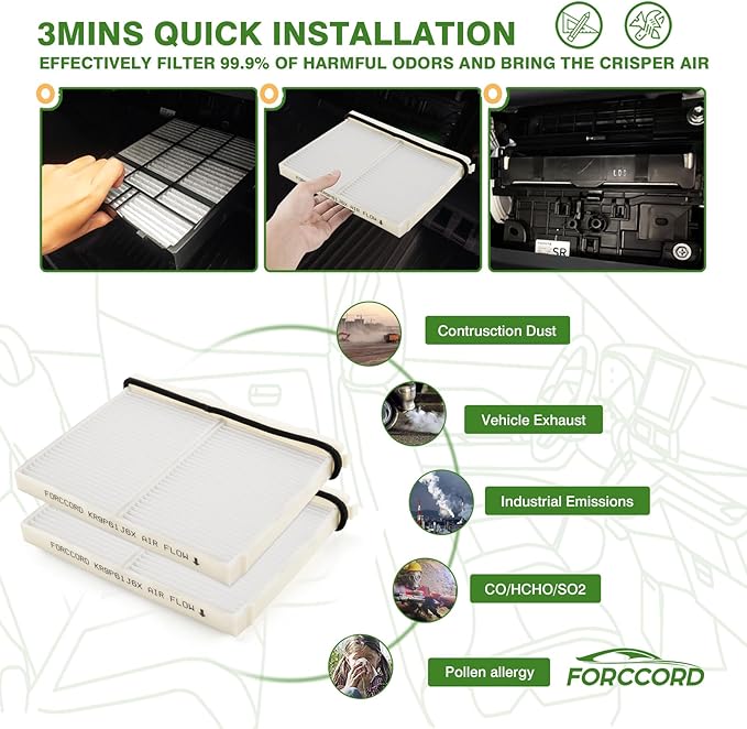 2-Pack Cabin Air Filter Fits for Mazda CX-90 (2024 2025 2026), CX-70 (2025-2026) Activated Carbon Cabin Filter Replacement KR9P-61-J6X Car Accessories