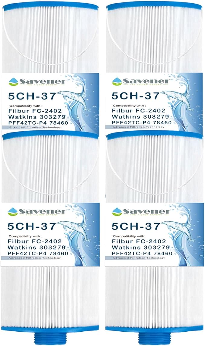 Hot Tub Filter Cartridges, FC-2402 Spa Filter Compatible with Watkins 303279, 78460, Pleatco PFF42TC-P4, Unicel 5CH-37, SD-01322, Hot Tub Filters, 1 1/2" MPT Thread 37.5sq.ft, 4 Pack