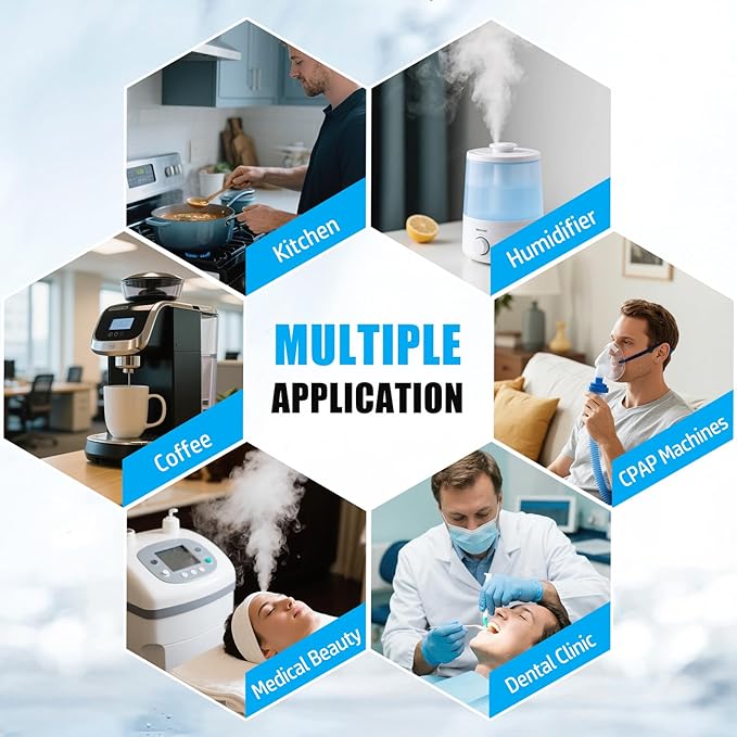 DC House Distilled Water Machine 1 Gallon, Stainless Steel Water Distiller for Home Countertop 110V 750W Purifier for Humidifier Office CPAP with Smart Switch, Glass Pot