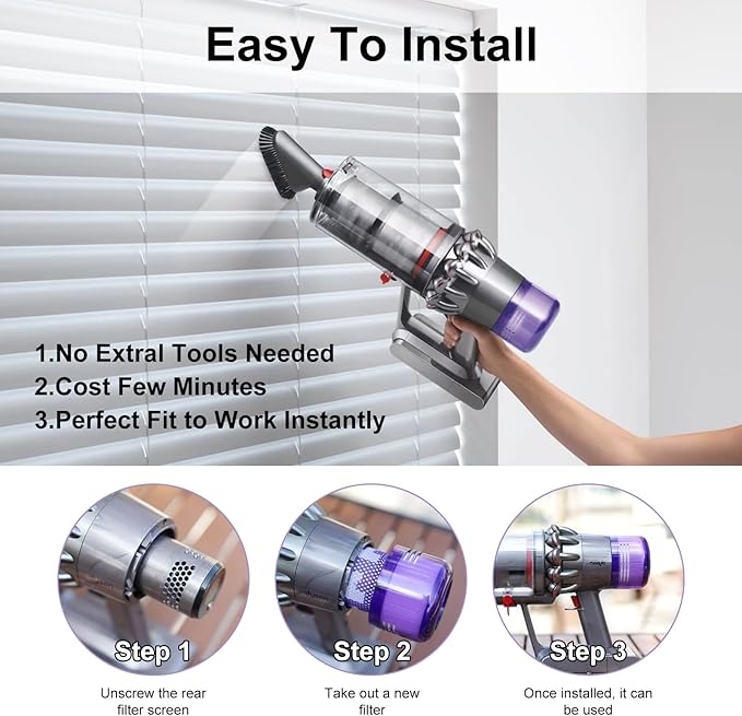 Vacuum Filter Replacement Parts Compatible with V11 Torque Drive & V15 Detect Submarine Vacuums, Compare to Part 970013-02 (4 Pack)