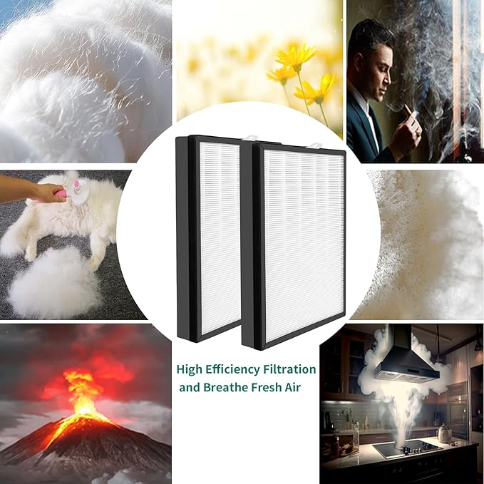 2 Pack Puroair 400 Replacement Filter Compatible with Puroair 400 Air Purifier, 3-in-1 True HEPA 14 Replacement Activated Carbon Filter,