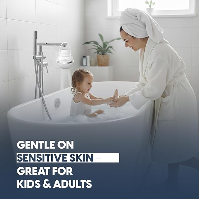 VXCELLENT 8-Stage Bathtub Water Filter – Removes Chlorine & Impurities – Vitamin C + Carbon Filtration – Long-Lasting 5,000 Gallons – Skin & Hair Friendly Bath Filter