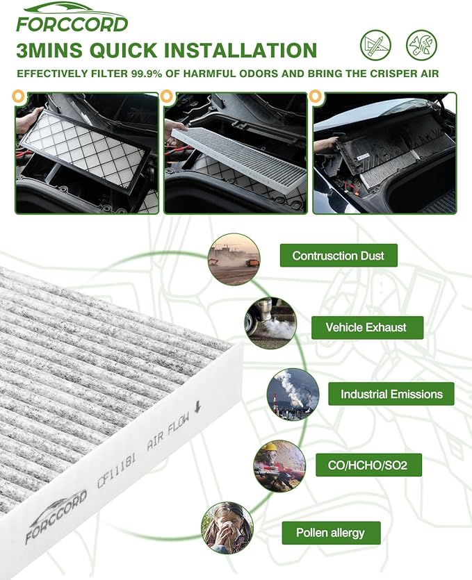 2-Pack HEPA Cabin Air Filter Fits for Cadillac XLR 2004-2009; Chevrolet Corvette 2005-2019 Activated Carbon Cabin Filter Replacement CF11181 Car Accessories