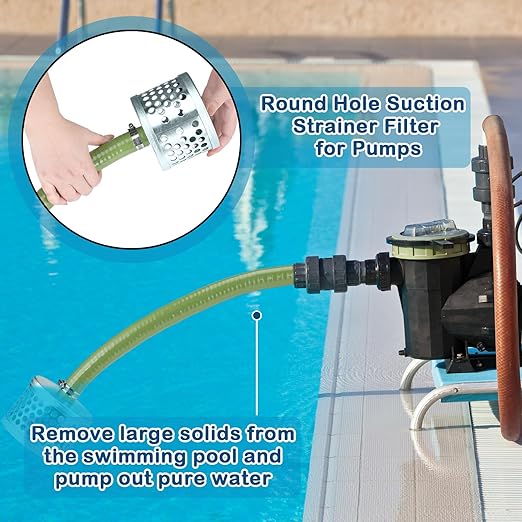 2 Inch Round Hole Suction Strainer Filter Carbon Steel Plated Npt Thread Hose Water Pump Inlet Strainer for Remove Debris Trash Reduces Solids Entering