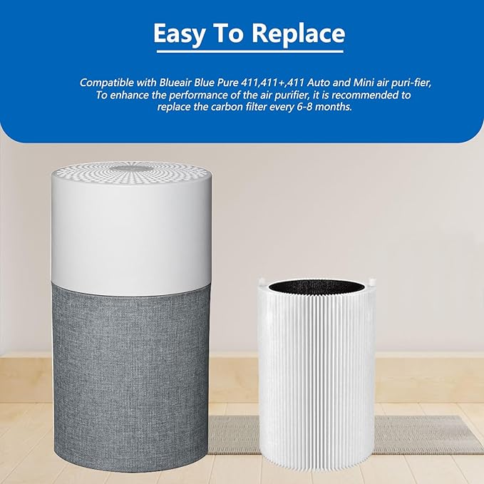 3 Pack Blue Pure 411 Filter Replacement Compatible with Blueair Blue Pure 411 Genuine, 411+, 411 Auto and MINI Air Purifiers, Package Include the 3 Particle and 3 Activated Carbon Filter