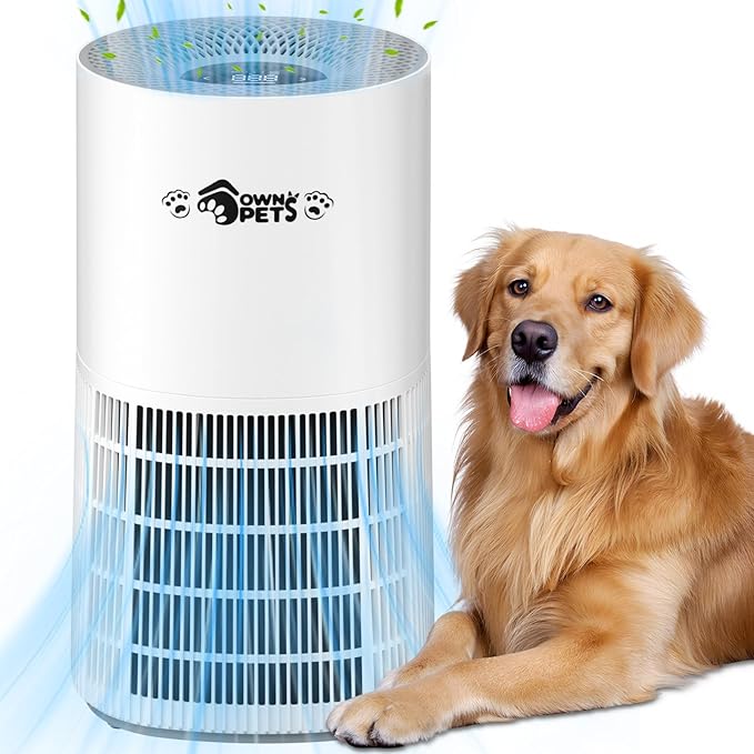 Ownpets Pet Air Purifier with HEPA and Activated Carbon Filter, 5-in-1 Washable Filter for Large Room Up to 2200 ft², Air Quality Monitor, Quiet Air Cleaner for Pet Hair Dander Odor Pollen