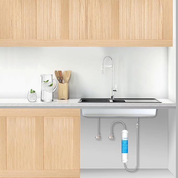 Under Sink Water Filtration System - Low Cost Replacement Water Filter for Ice Maker,Coffee Maker and Skin Care,Highly Effective Reduces Chlorine,Bad Taste&Odor,Good Choice for Home Bar and Bathroom