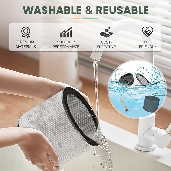 90304 Replacement Filter Kit Compatible with Shop Vac Cartridge Filter 90350 90304 90333 90585, Fits Most 5 Gallon and above Wet Dry Vacuum Cleaner (2+2+4+1)