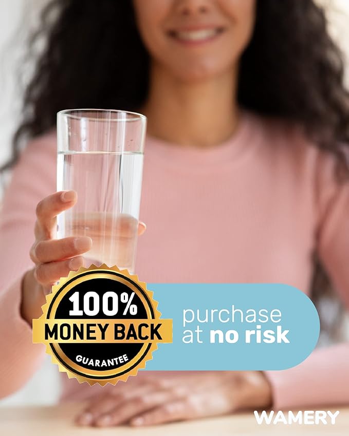 Wamery Alkaline Pitcher Water Filter Replacement for Brita Pitchers - 3 Pack, Improves pH & Taste, 42‑Gallon Each, Coconut Activated Carbon, Leak‑Free Fit, Easy Install