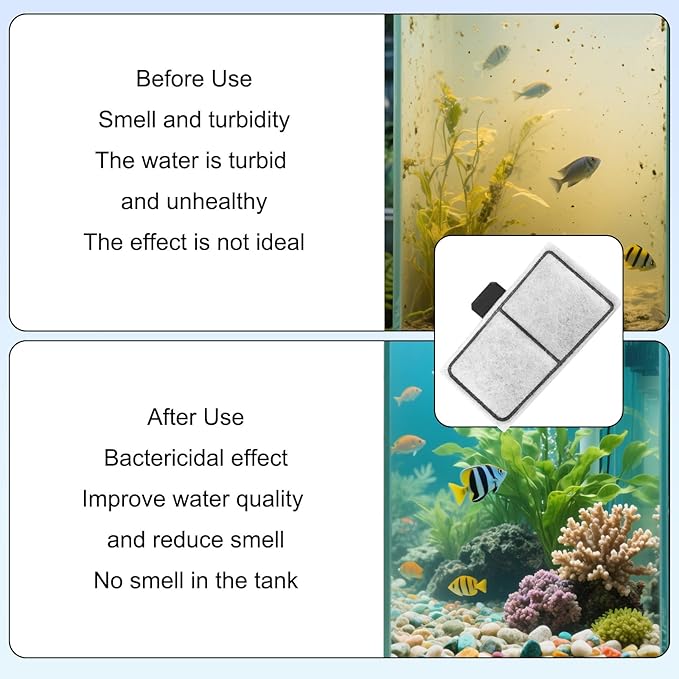6pcs Filter Cartridges Compatible with Topfin Top Fin EF-S & BF5 BETTAFLO, 3.7x2.1 Inch Fish Tank Filter Cartridge Replacement for Aquarium Water Filtration