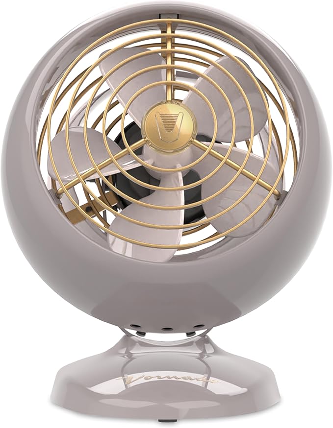Vornado VFAN™ Mini Fan, Classic Vintage Circulator, Retro Metal Air Circulator, For Desk & Bedside, 2 Speeds, Adjustable Tilt, Personal Cooling with Targeted Airflow, Quiet Fan, Driftwood