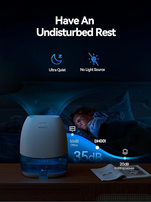 Dehumidifiers for Home, 34 oz Small Dehumidifier for Room, Quiet Dehumidifiers for Bathroom, Bedroom, RV, Closet with Auto Shut Off, 7 Colors Night Light