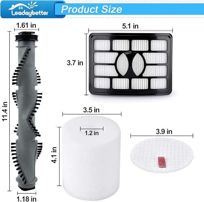 Leadaybetter Filter Replacemen Brush Roll Belt and Wheels Parts for Shark Rotator Professional NV500 NV501 NV502 NV505 NV550 UV560 Upright Vacuum, Parts XHF500 & XFF500