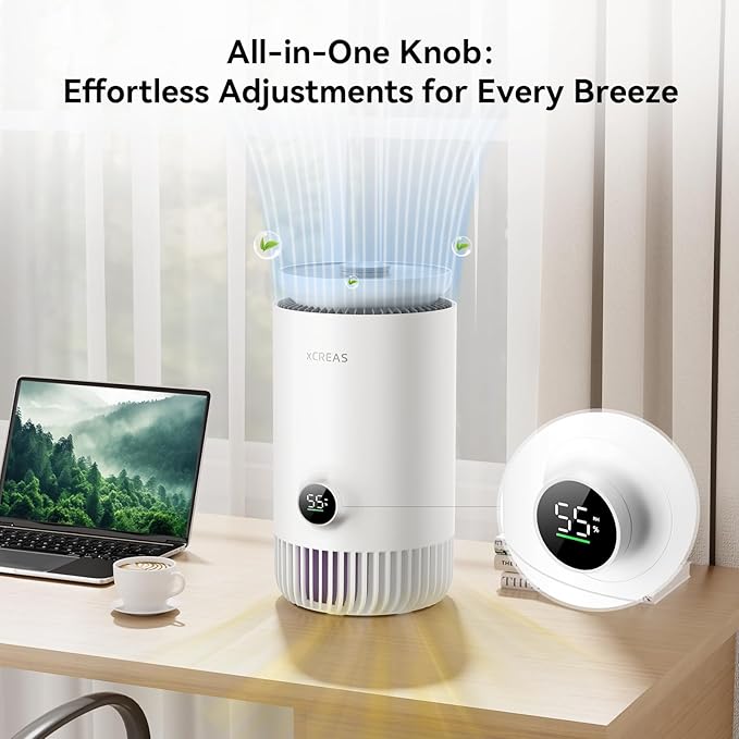 Humidifier and Air Purifier in One, Evaporative Humidifier and HEPA Air Purifier Combo for Bedroom, 0.8 Gal Water Tank Top Fill, 23dB Quite Mist-Free