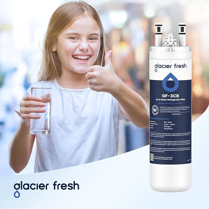 GLACIER FRESH WF3CB Refrigerator Water Filter Replacement for PureSource 3, 706465, WF425, Compatible with Frigidaire ULTRAWF, Pure Source Ultra, Kenmore 9999, 469999, A0094E28261, 3 Packs