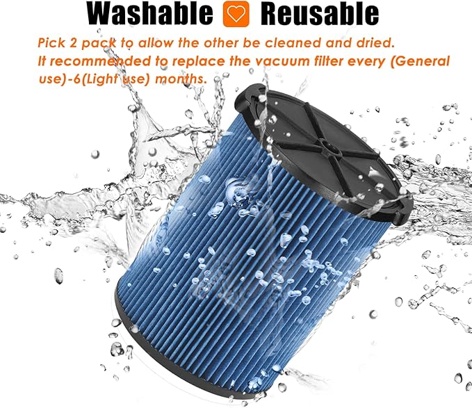 Universal Filters Replaces CMXZVBE38776/ CMXZVBE38751 Craftsman Fine Dust Filter, Replaces # 9-38751, Fits 5-20 Gallon Shop Vacuums1988+, with Foam Sleeve -2 Pack
