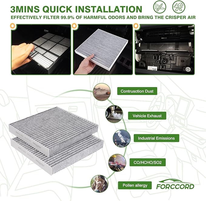 2-Pack Cabin Air Filter Fits for Ford Ranger 2019-2025 2026 2.3L Activated Carbon Cabin Filter Replacement CF12776 KB3Z19N619A PC99461P Accessories
