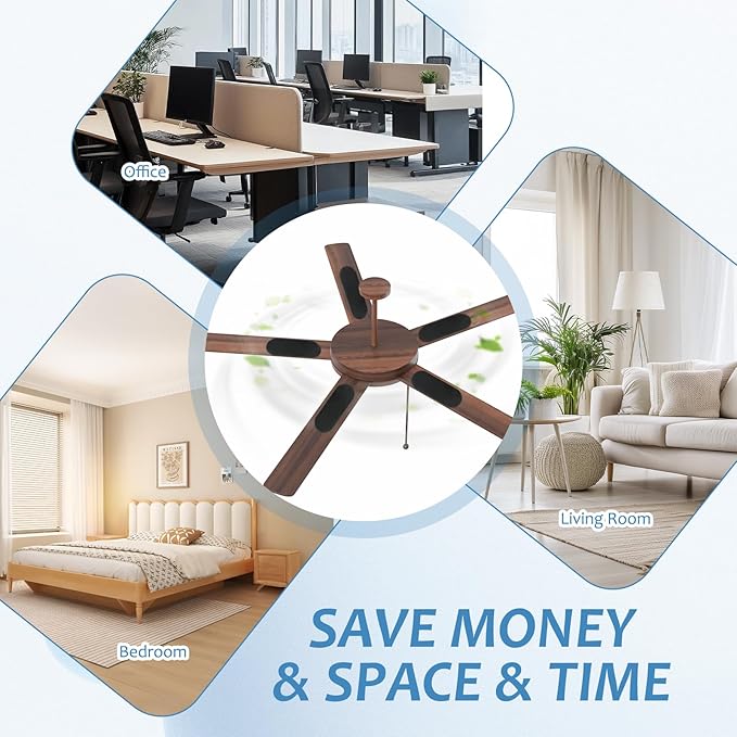 20 PCS Ceiling Fan Filters for Blades, Barnacle Air Filter Ceiling Fan, Activated Carbon Is Easy to Stick, Removes Odors, Reduces Dust, Pollen, Pet Dander, for Bedrooms, Living Rooms, Offices