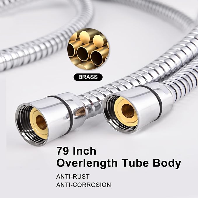 High Pressure Handheld Shower Head with Powerful Shower Spray against Low Pressure Water Supply Pipeline, Multi-functions, w/ 79'' Hose, Bracket, Chrome Finish