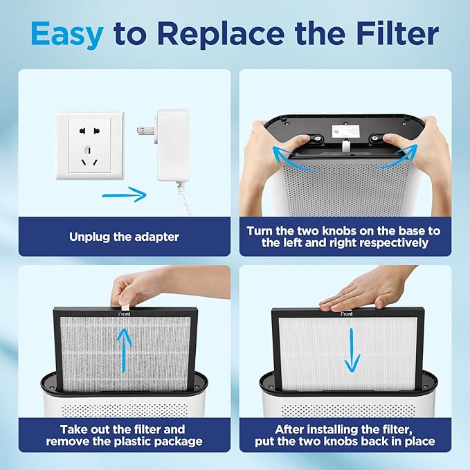 Air Purifiers for Home Large Room 1650ft² with PM2.5 Air Quality Sensor, MOOKA H13 HEPA Filter Air purifier for Pets Smoke Dust Pollen Dander Odor, Air Cleaner with Auto/Sleep Mode for Bedroom, White