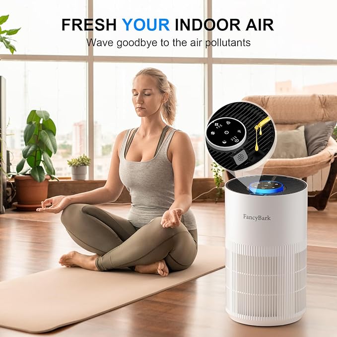 Air Purifiers for Home Bedroom Up to 1000 Ft², H14 True HEPA Room Air Purifiers for Bedroom With Sleep Mode Light Mode & Aroma Function Air Cleaner Smoke Odor Dust Pollen Pet Dander (White)